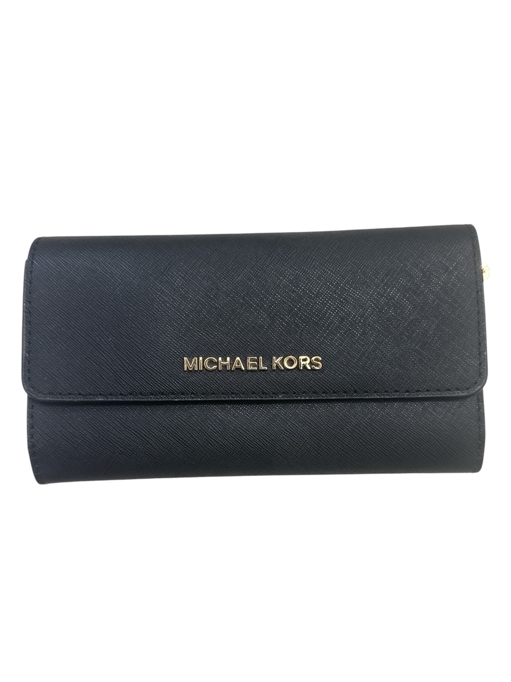 Michael Kors Black Saffiano Leather Wallet with Gold Logo